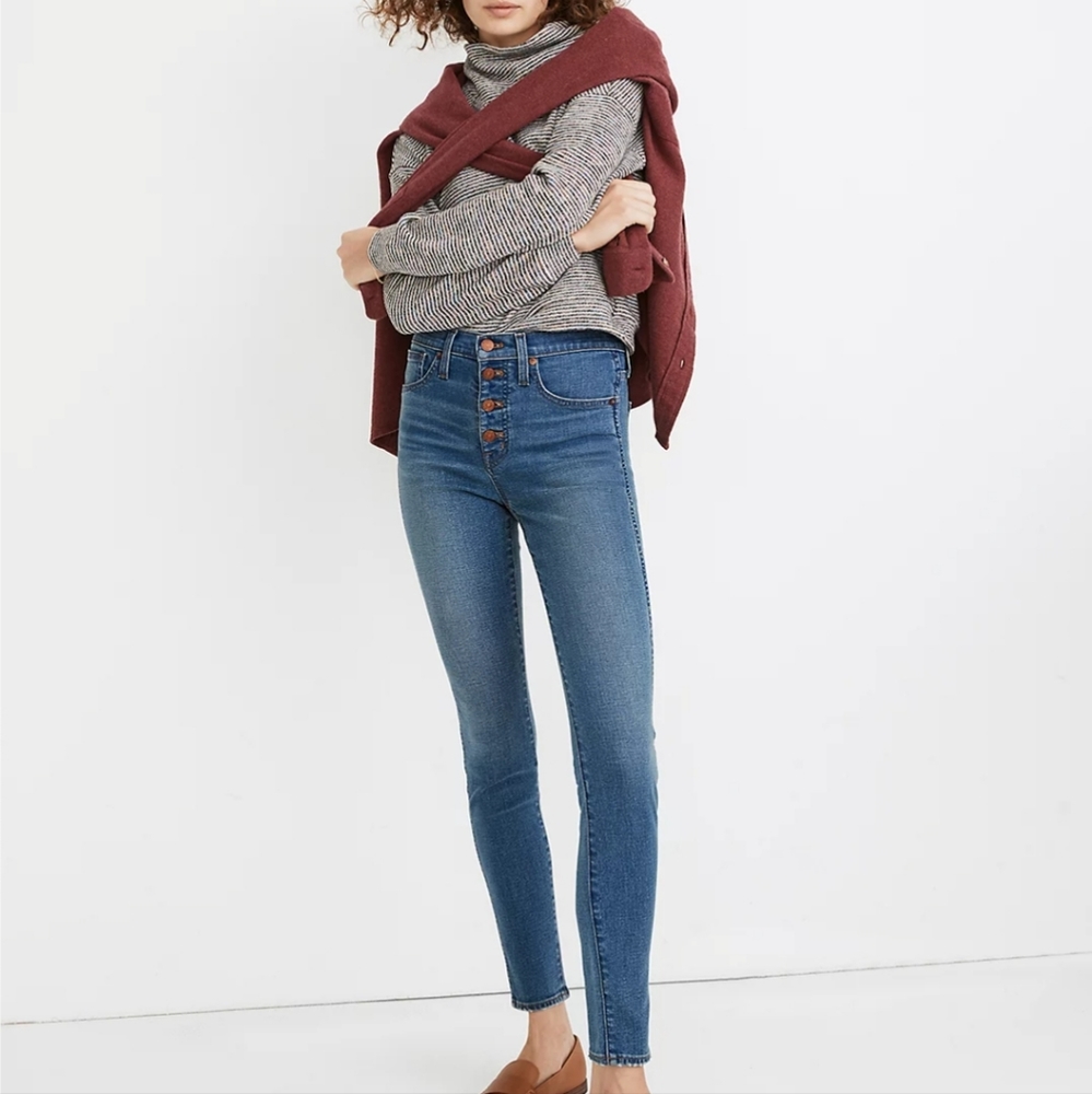 Madewell 10" High rise skinny distressed jeans